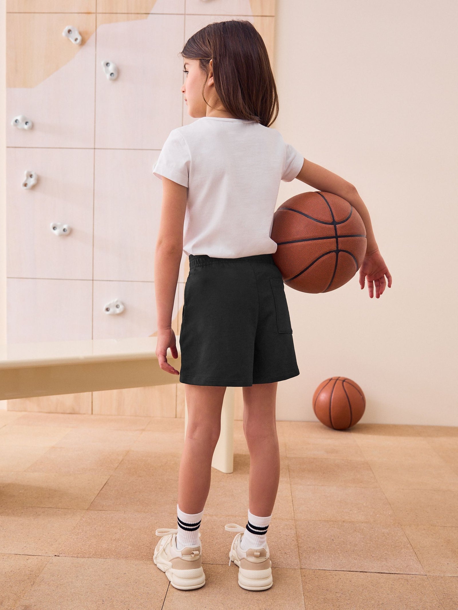 Black 100% Cotton Drawstring Sports Shorts (3-16yrs)