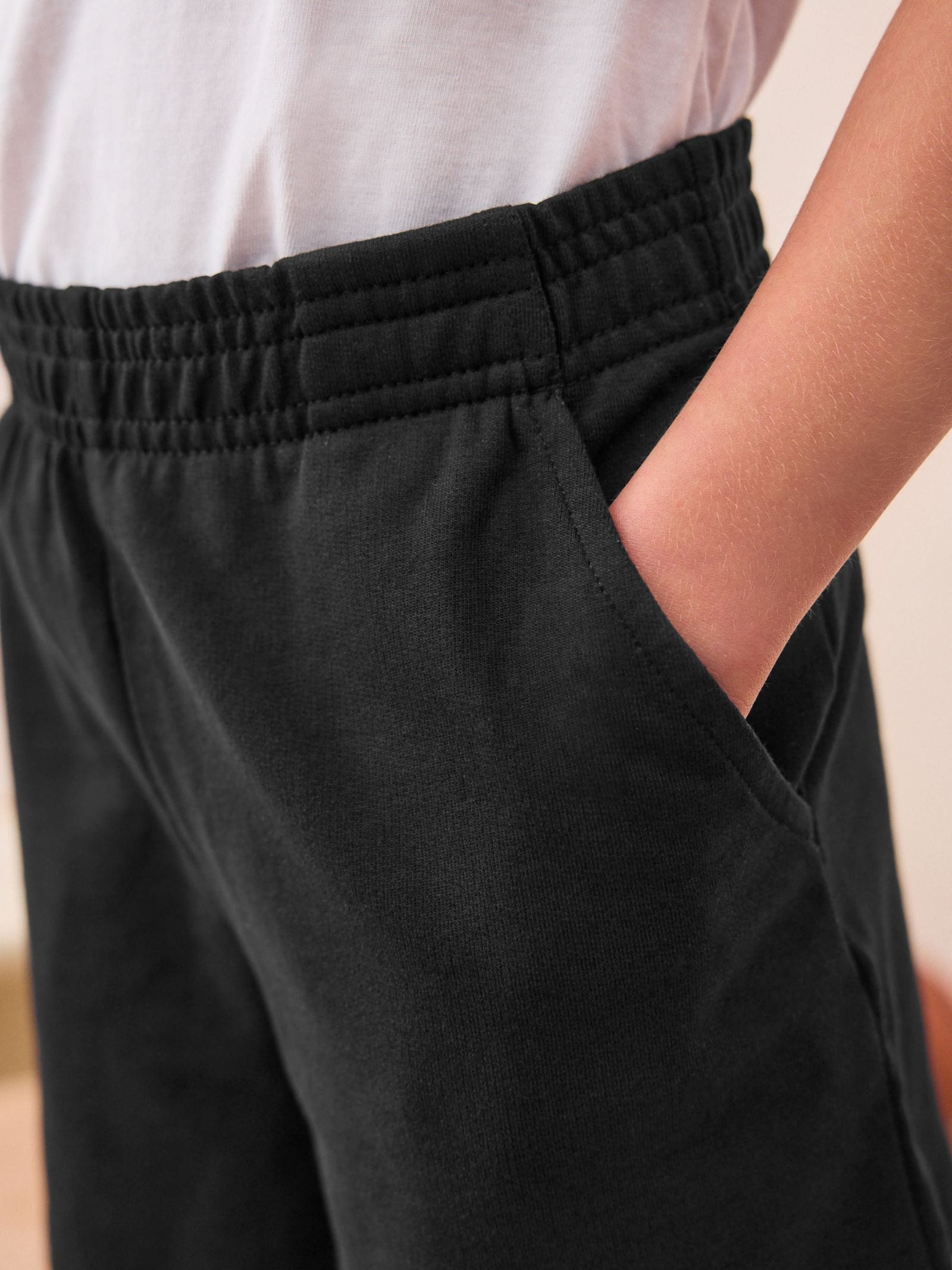 Black 100% Cotton Drawstring Sports Shorts (3-16yrs)