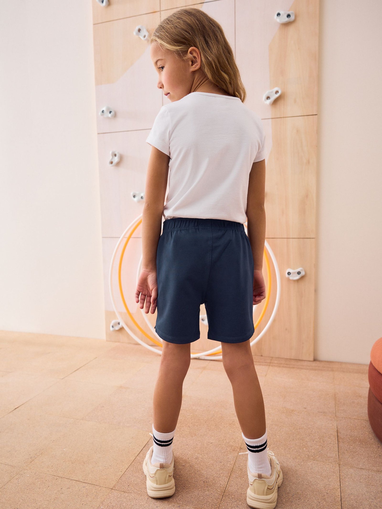 Navy 100% Cotton Drawstring Sports Shorts (3-16yrs)