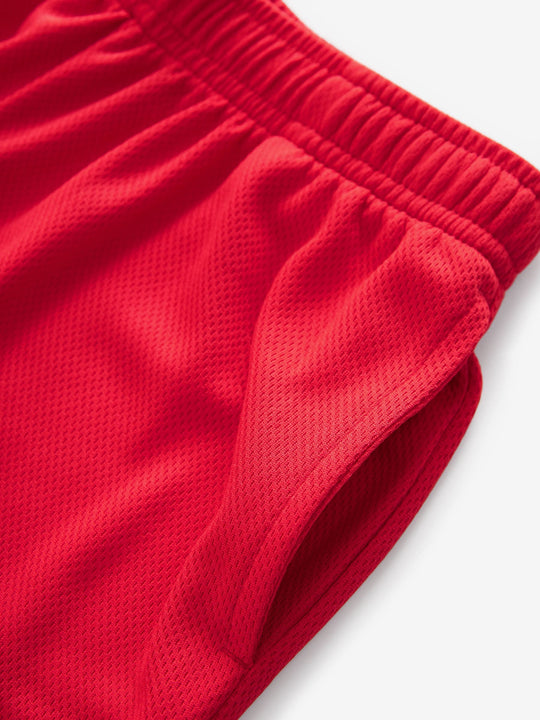 Red Single Sports Shorts (3-16yrs)