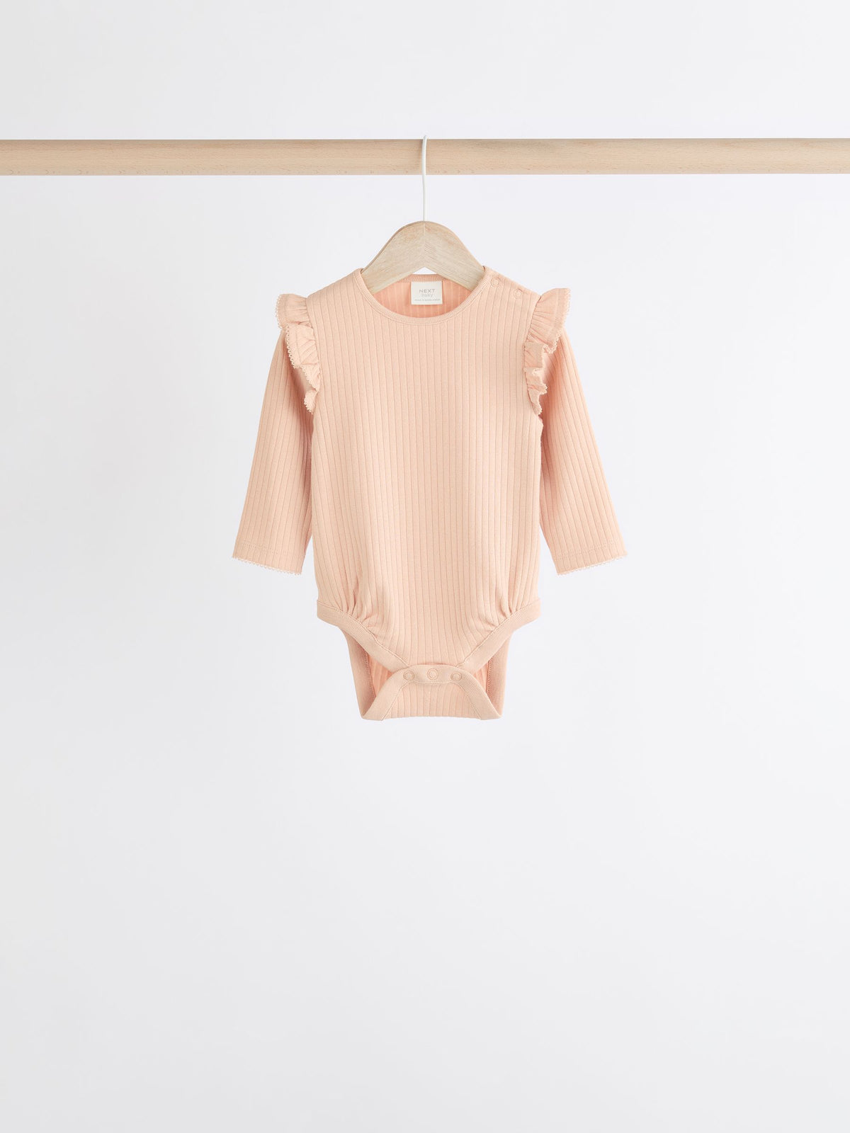 Pink/Cream Baby Long Sleeve Frill Bodysuits 4 Pack (0mths-2yrs)