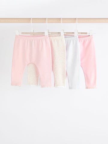 White/Pink Baby Leggings 4 Pack (0mths-2yrs)