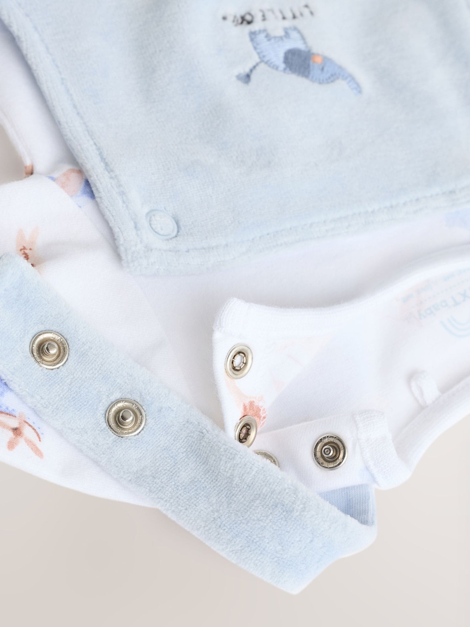 Blue Elephant Print Baby Velour Dungarees and Bodysuit Set (0-18mths)