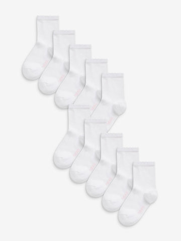White 10 Pack Cotton Rich School Ankle Socks