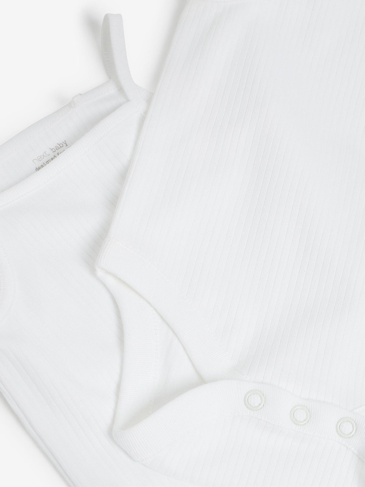 White 7 Pack Baby Strappy Bodysuits