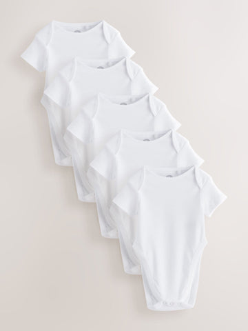 White Hip Dysplasia Short Sleeve Bodysuits 5 Pack