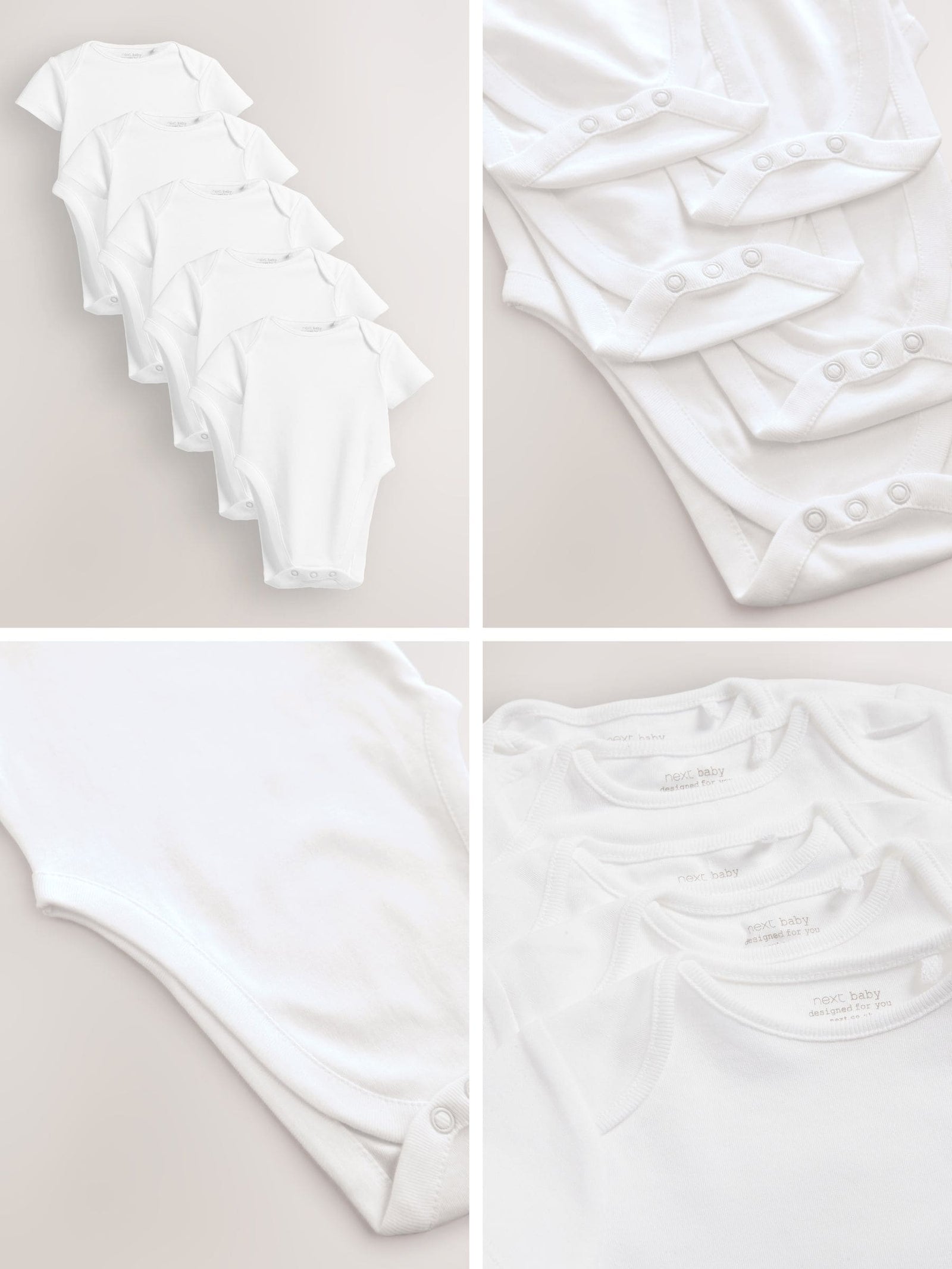 White Hip Dysplasia Short Sleeve Bodysuits 5 Pack