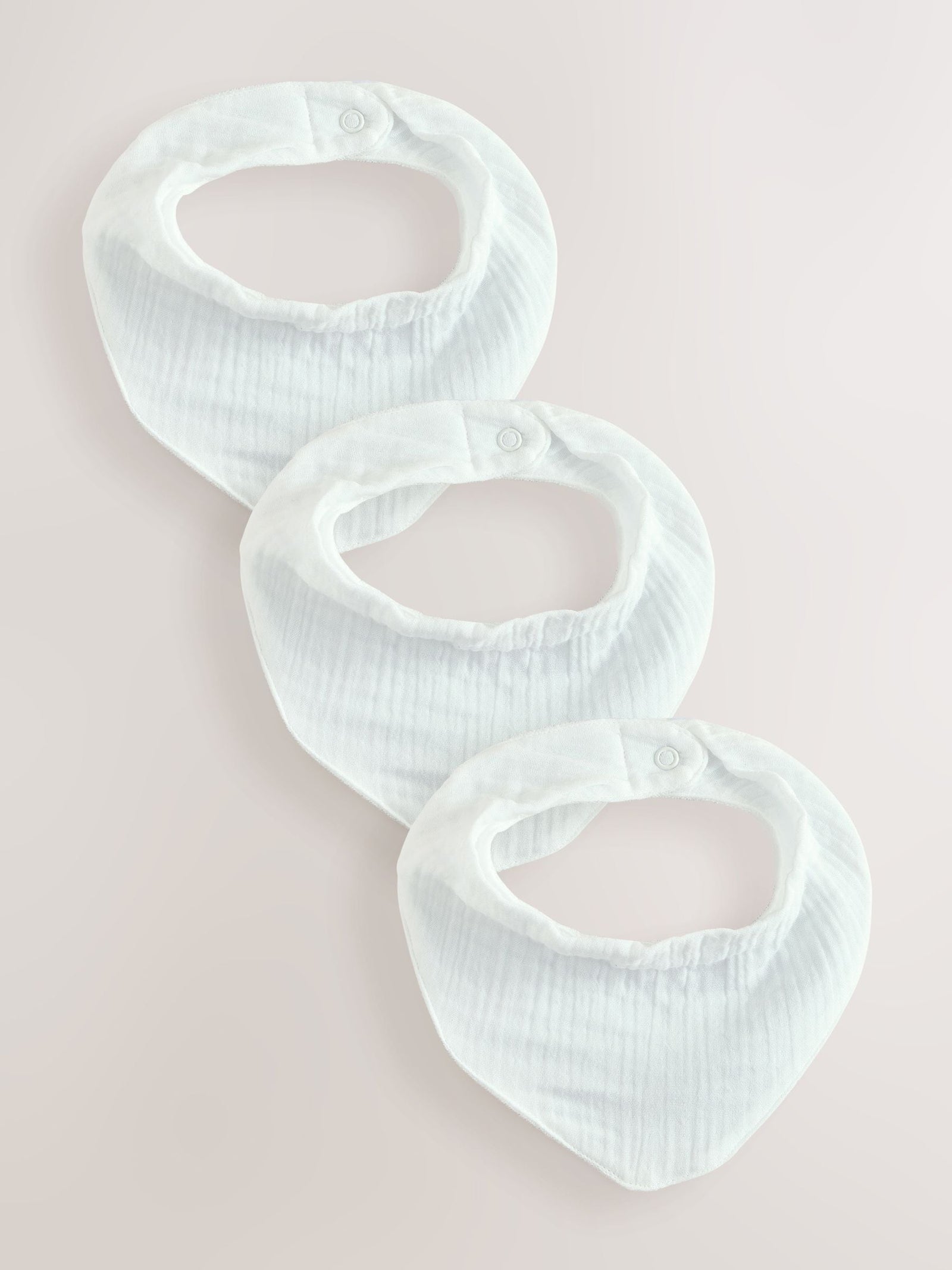 White Muslin Baby Dribble Bibs 3 Pack