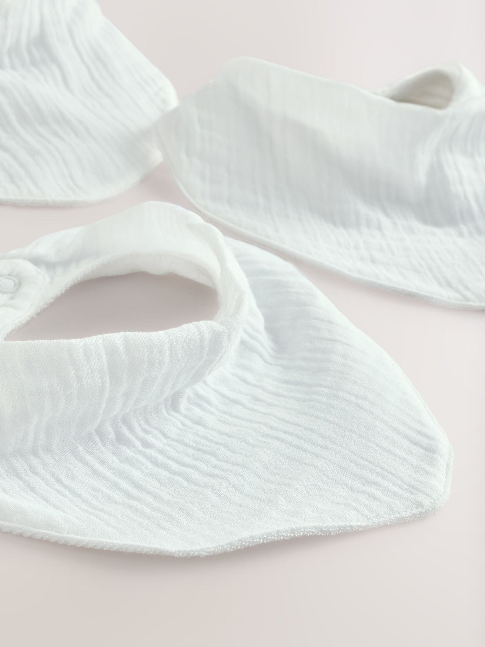 White Muslin Baby Dribble Bibs 3 Pack