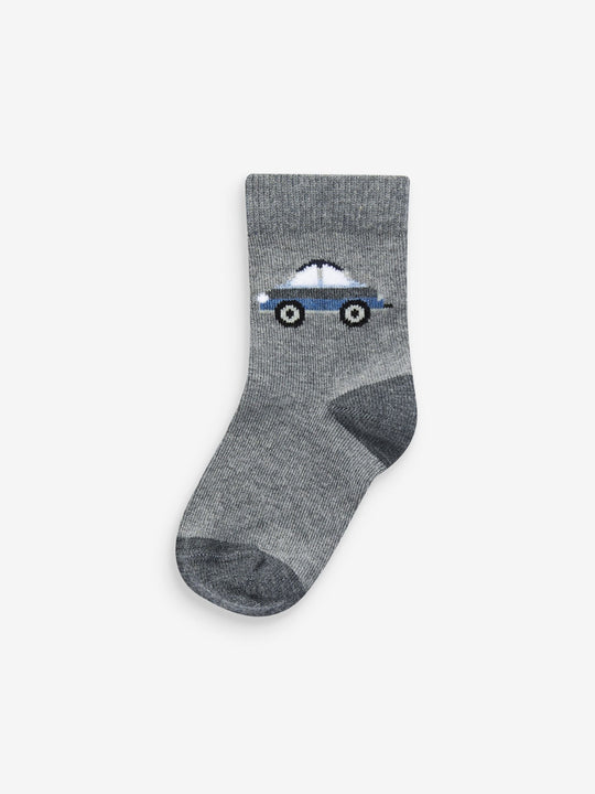 Blue Stripes/Transport Cotton Rich Socks 7 Pack