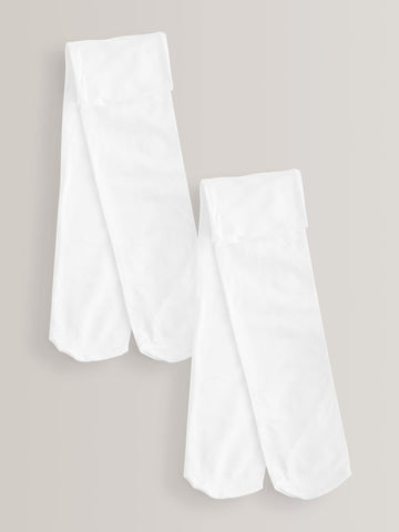 White Regular Length 2 Pack 80 Denier School Tights