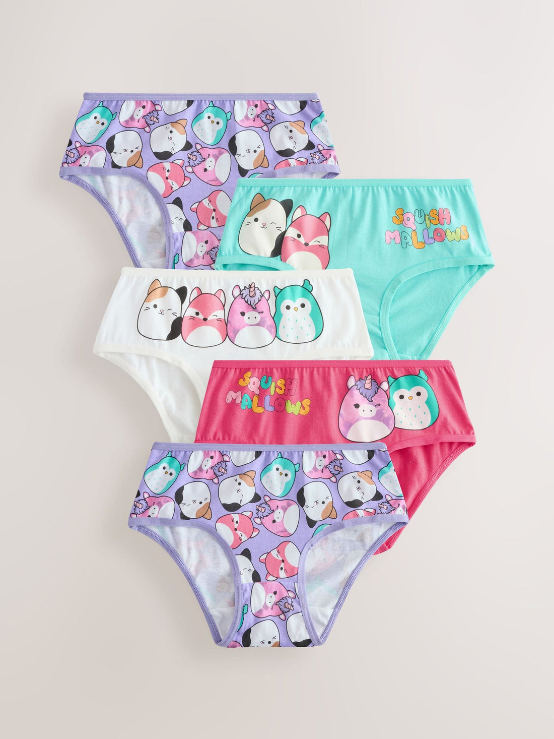 Red/Green 100% Cotton Squishmallow Briefs 5 Pack (5-14yrs)