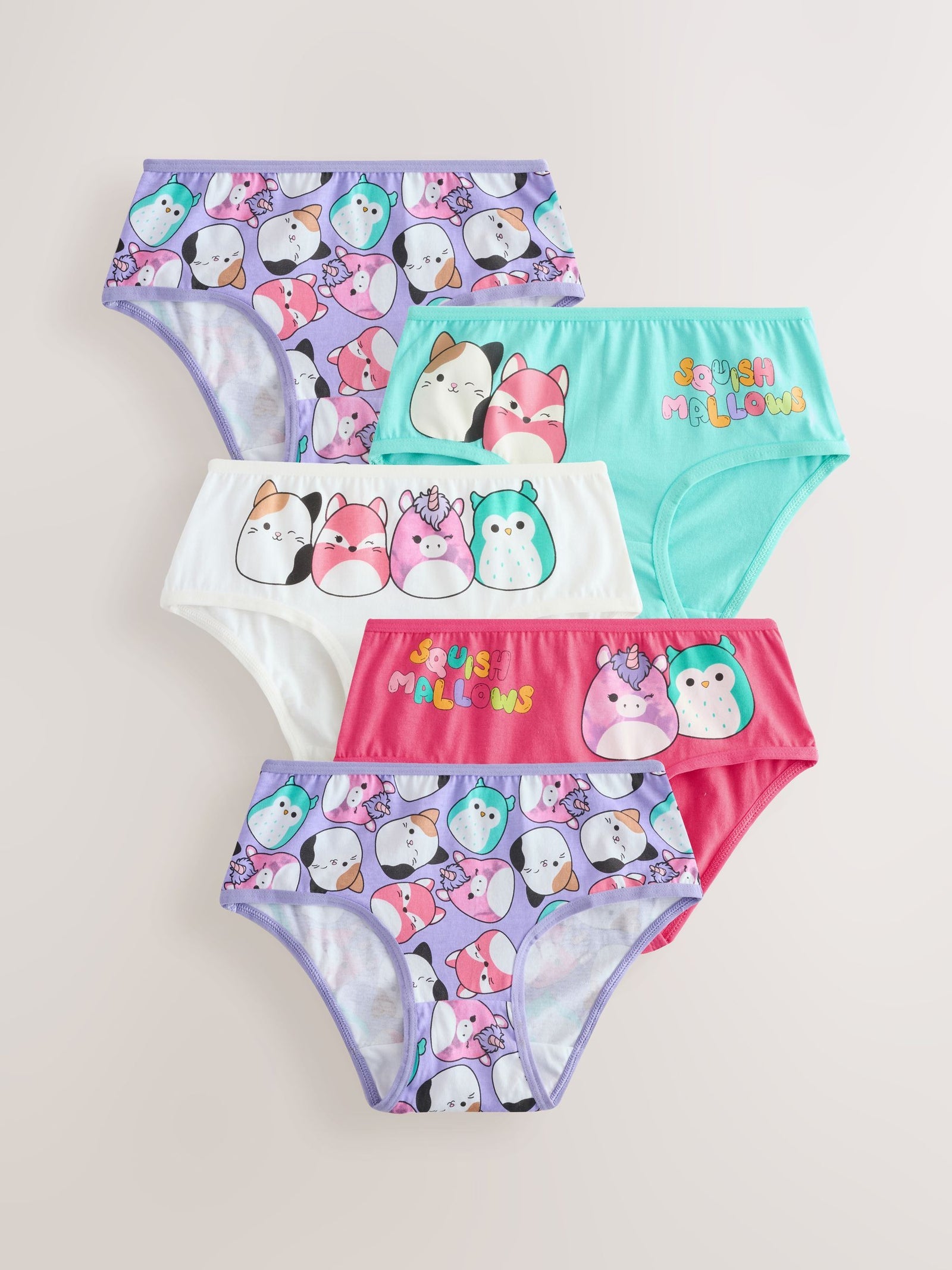 Red/Green 100% Cotton Squishmallow Briefs 5 Pack (5-14yrs)