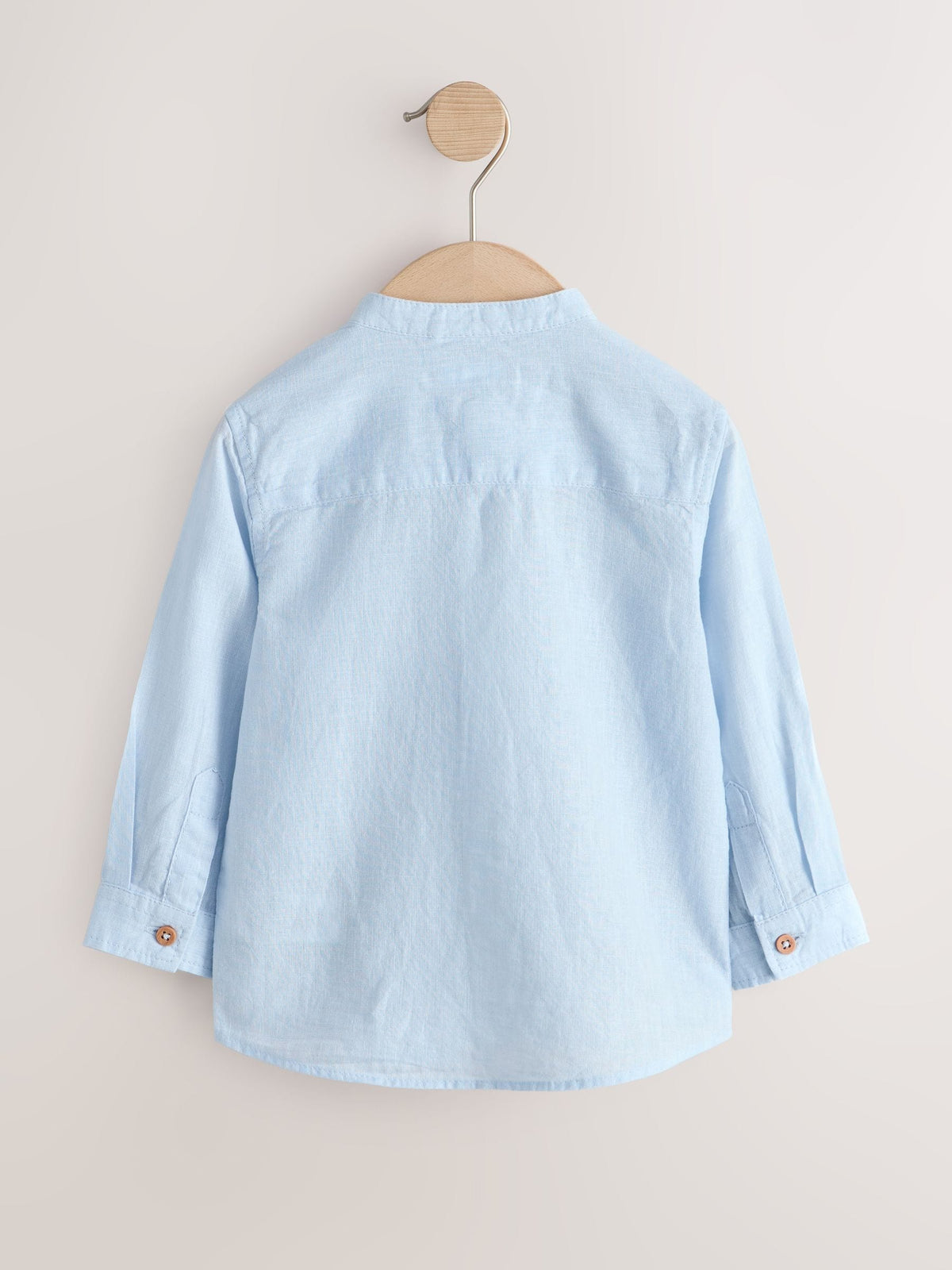 Blue Grandad Collar Linen Mix Shirt (3mths-7yrs)