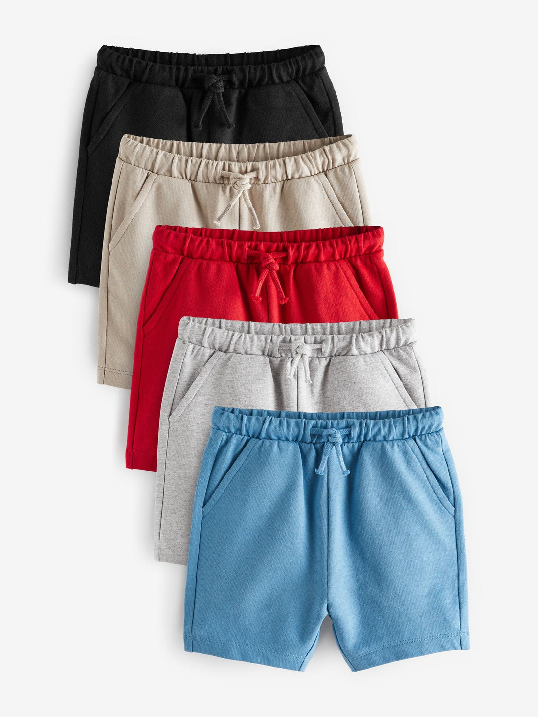 Grey/Navy Blue/Red Jersey Shorts 5 Pack (3mths-7yrs)