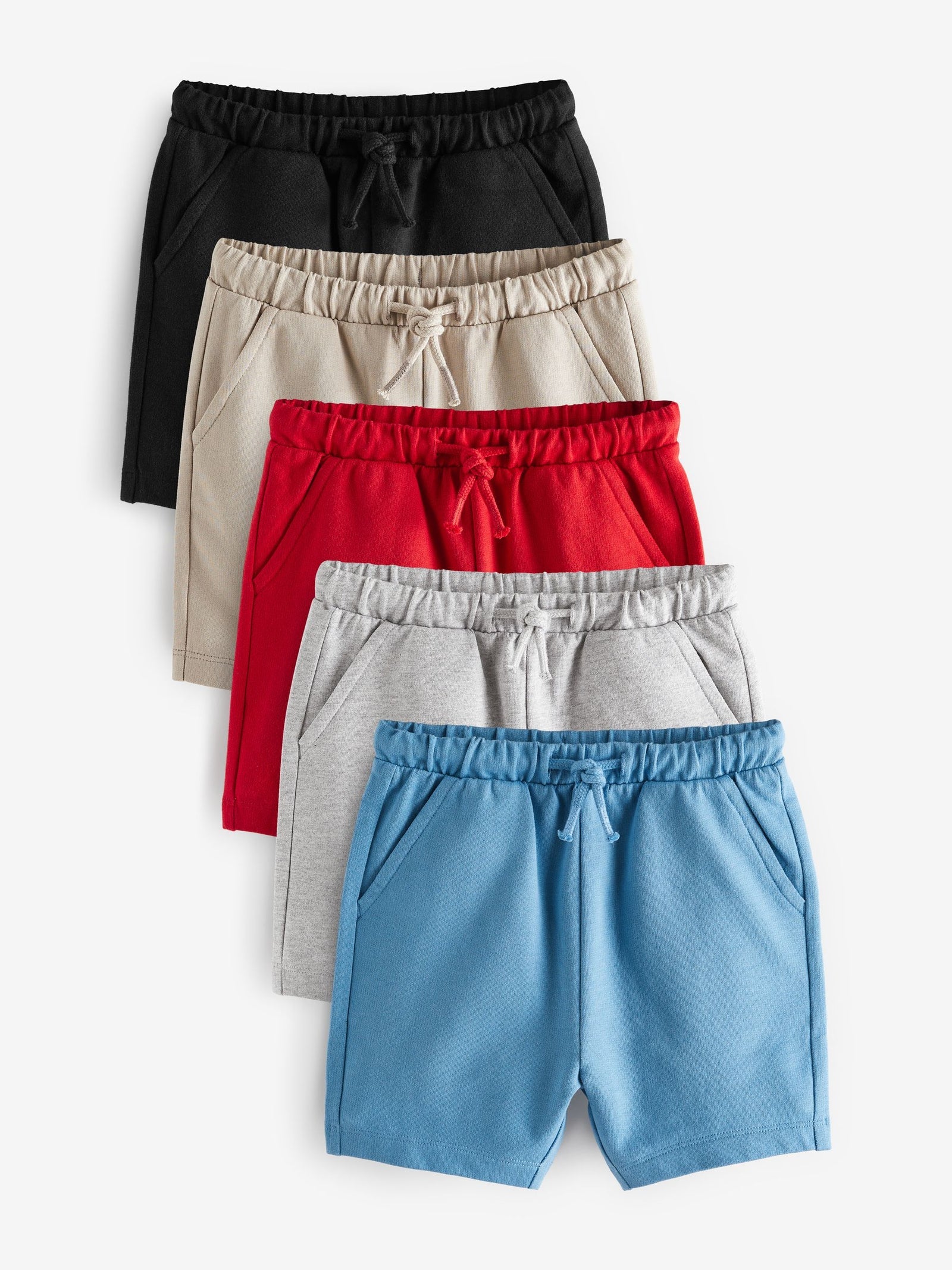 Grey/Navy Blue/Red Jersey Shorts 5 Pack (3mths-7yrs)