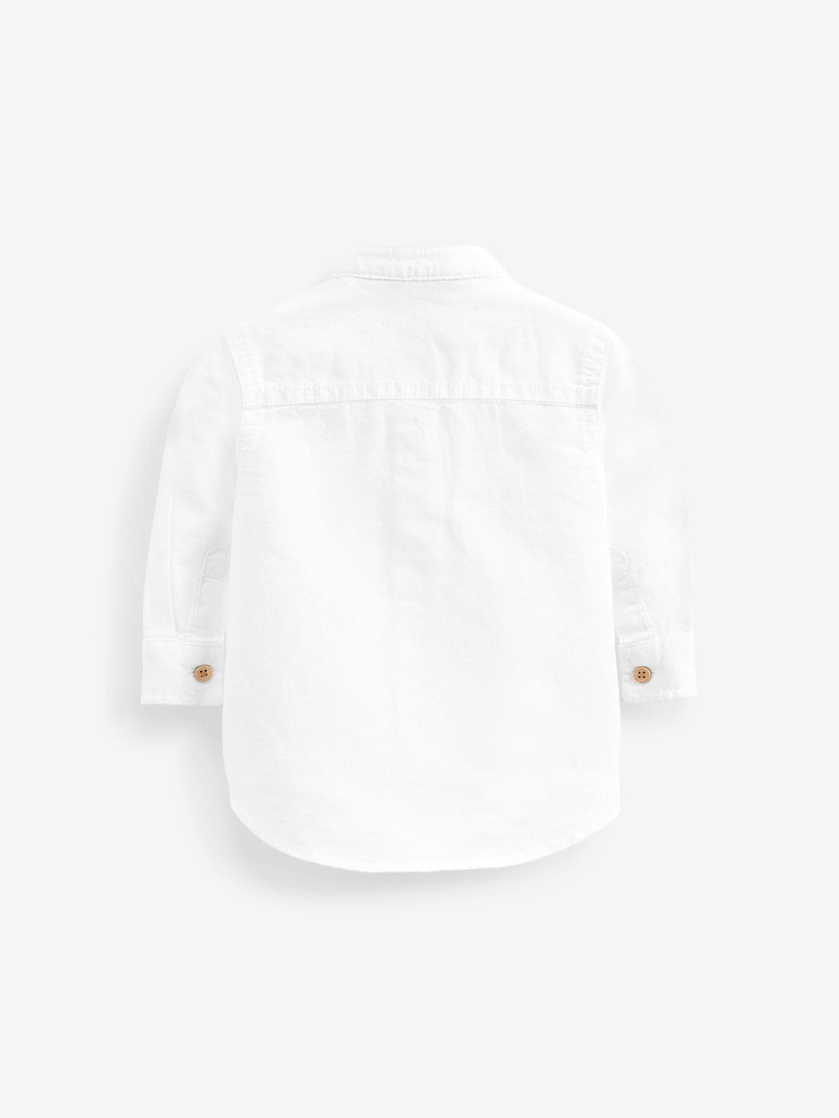 White Grandad Collar Linen Mix Shirt (3mths-7yrs)