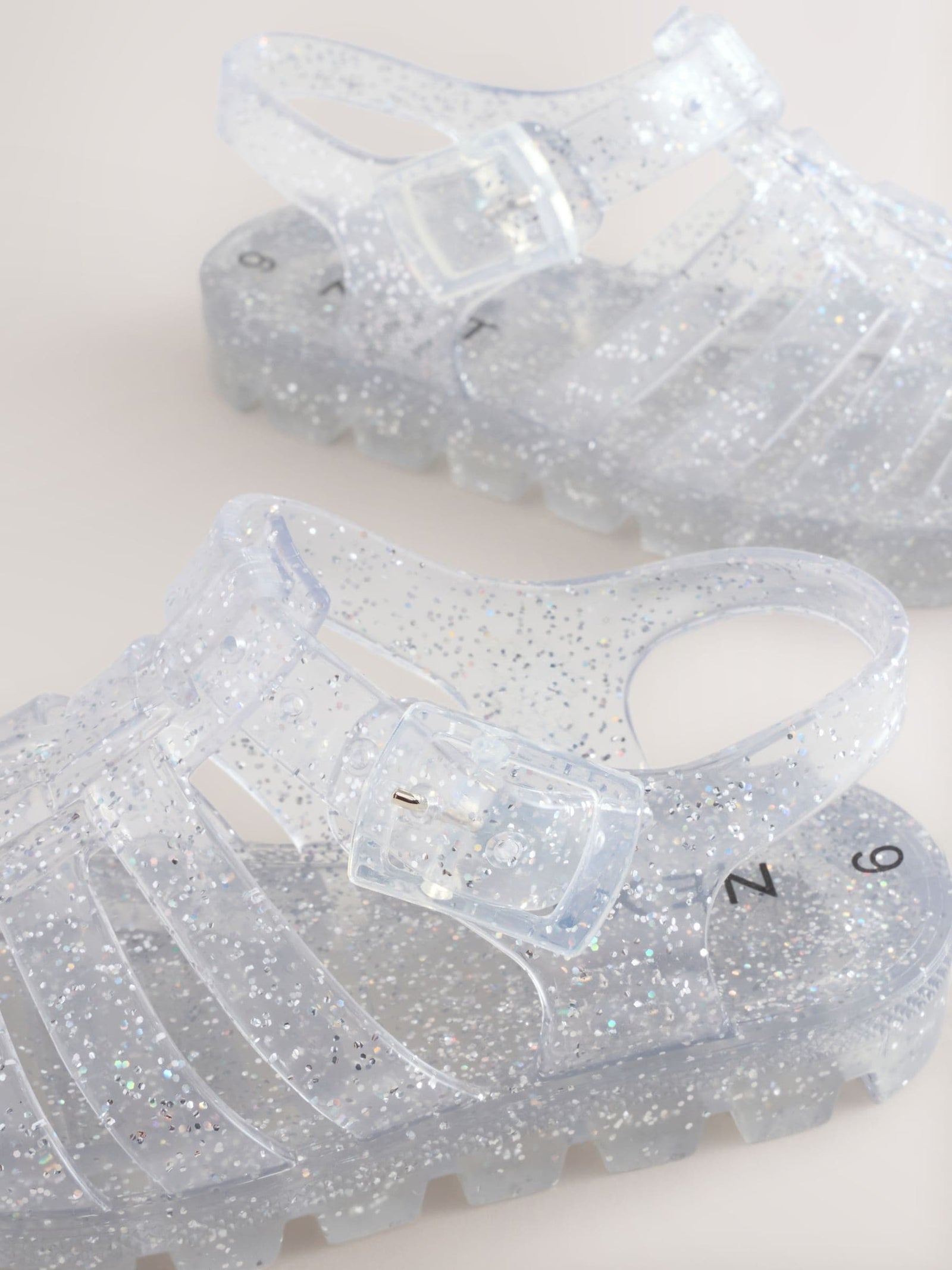 Silver Glitter Jelly Sandals