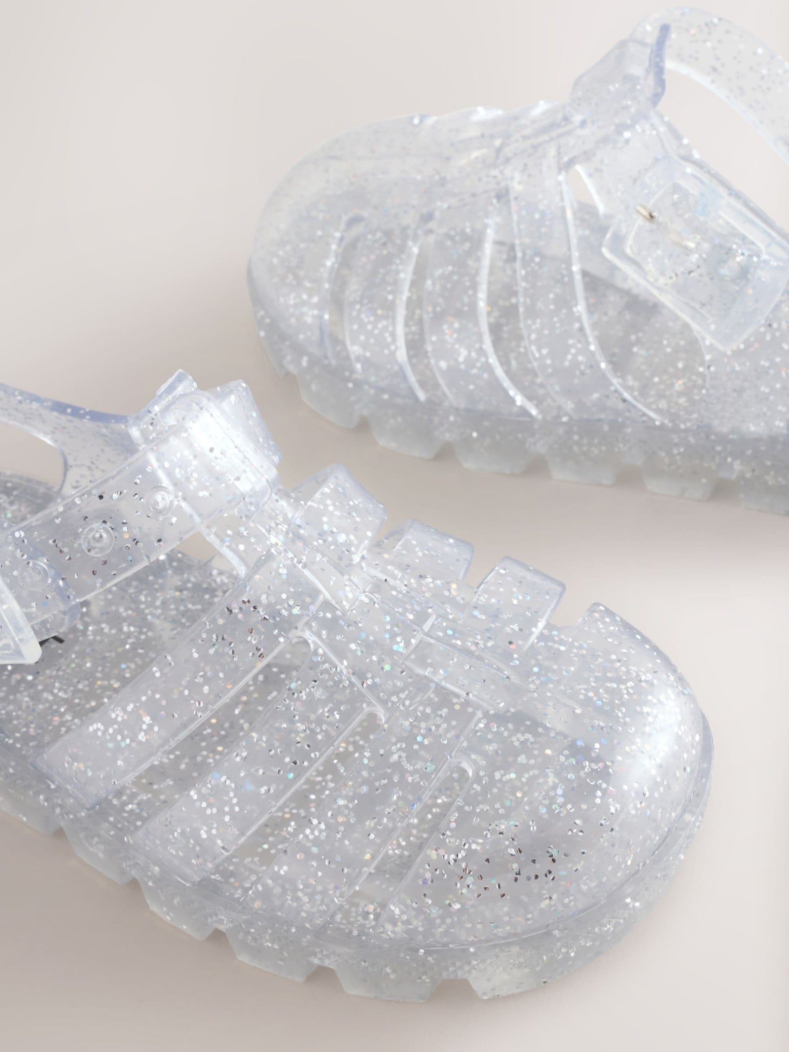 Silver Glitter Jelly Sandals