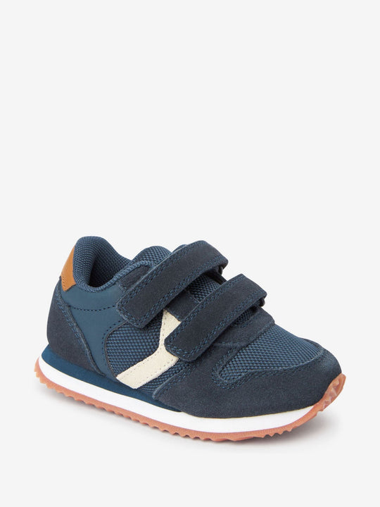 Navy Wide Fit (G) Double Strap Trainers