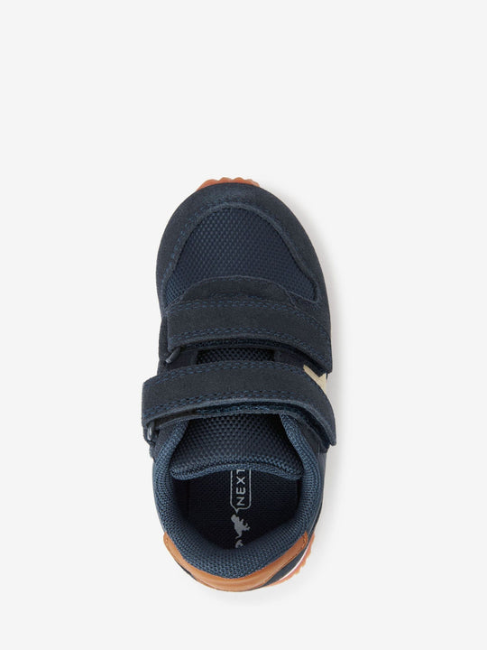 Navy Wide Fit (G) Double Strap Trainers