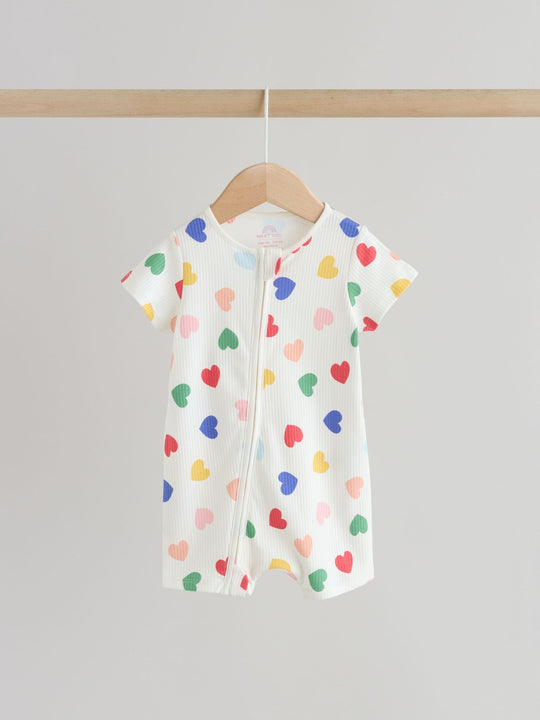 White/Blue/Red Two Way Zip Baby Rompers 3 Pack (0mths-3yrs)