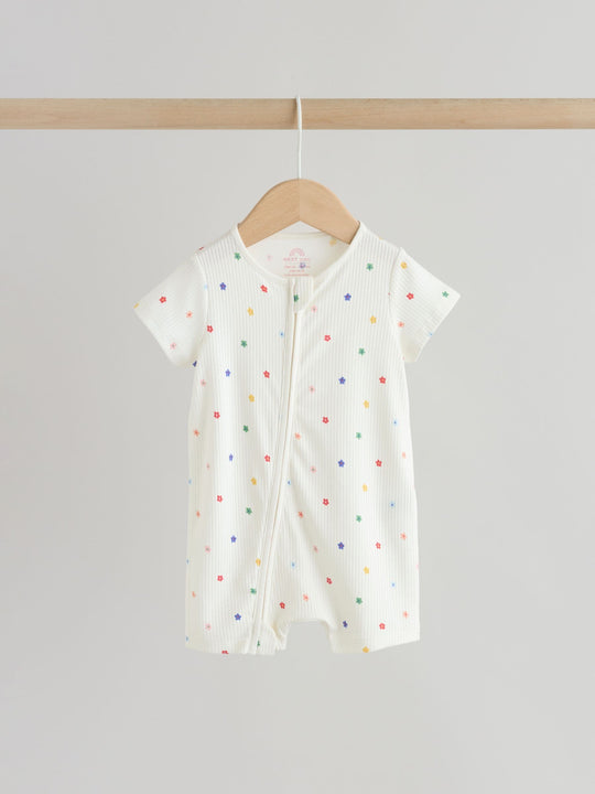 White/Blue/Red Two Way Zip Baby Rompers 3 Pack (0mths-3yrs)