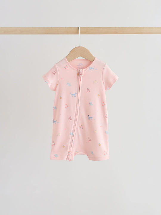Pink/Blue Two Way Zip Baby Rompers 3 Pack (0mths-3yrs)