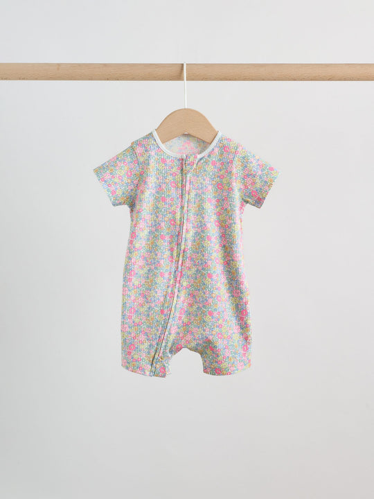 Pink/Yellow Two Way Zip Baby Rompers 3 Pack (0mths-3yrs)