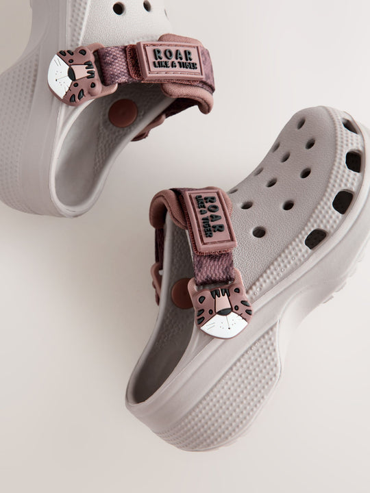 Neutral Tape Strap Clogs