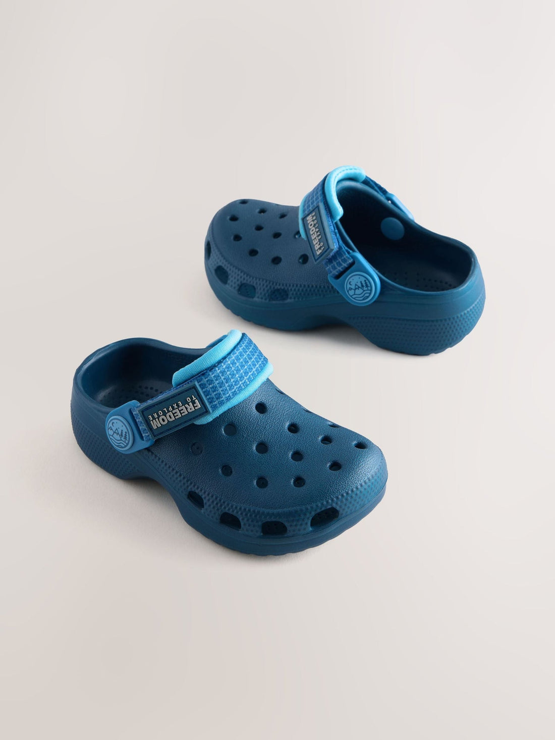 Navy Blue Tape Strap Clogs