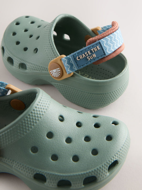 Sage Green Tape Strap Clogs