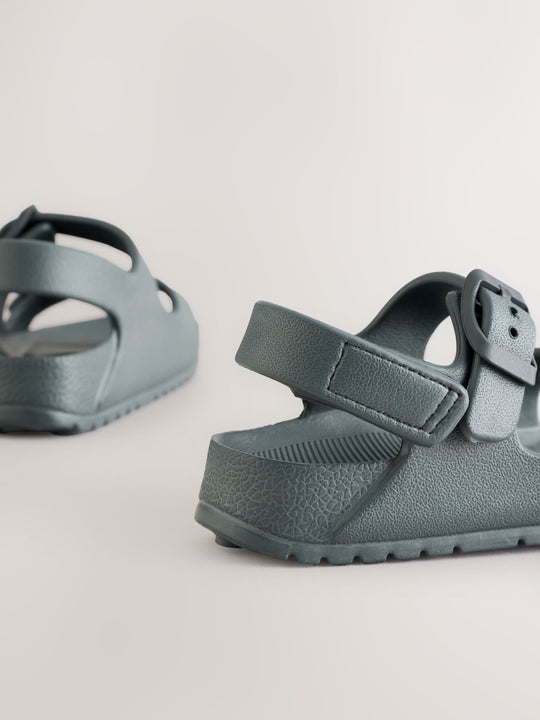 Charcoal Grey Double Buckle Ankle Strap EVA Sandals