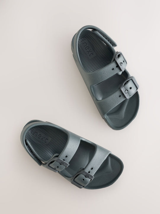 Charcoal Grey Double Buckle Ankle Strap EVA Sandals