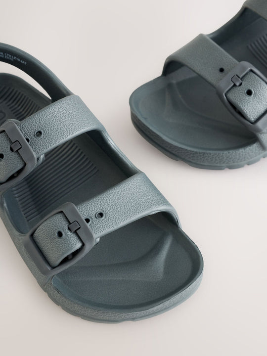 Charcoal Grey Double Buckle Ankle Strap EVA Sandals