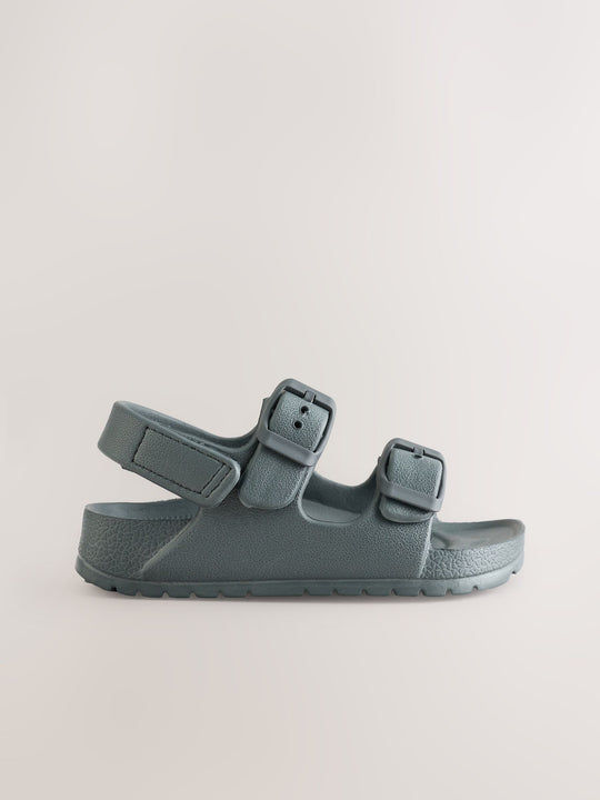Charcoal Grey Double Buckle Ankle Strap EVA Sandals