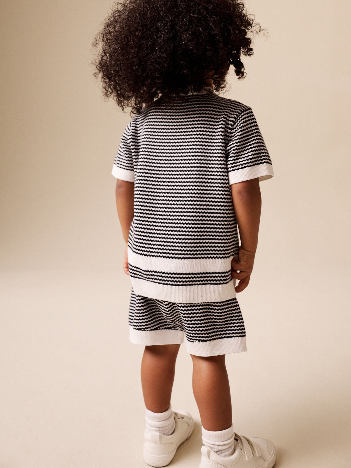 Black/White Knitted Polo Shirt and Shorts Set (3mths-10yrs)