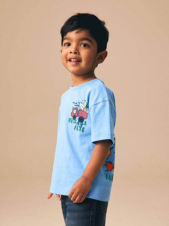 Blue Village Fete Short Sleeve Back Print T-Shirt (3mths-7yrs)