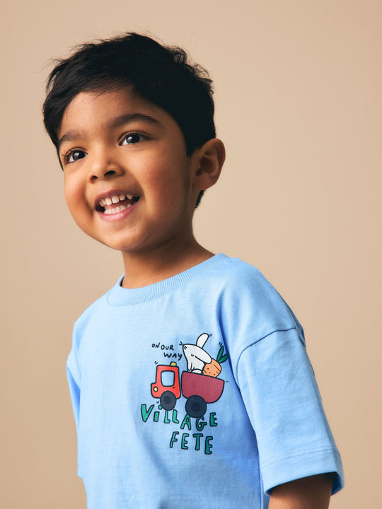 Blue Village Fete Short Sleeve Back Print T-Shirt (3mths-7yrs)