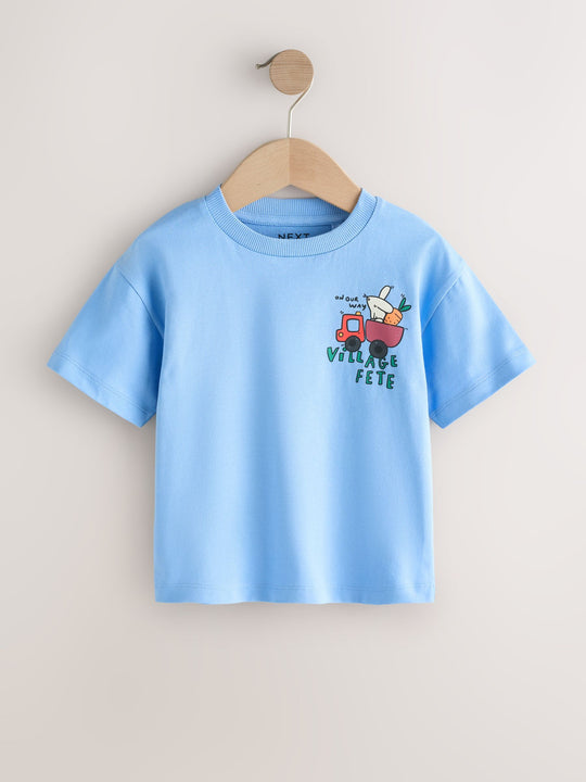 Blue Village Fete Short Sleeve Back Print T-Shirt (3mths-7yrs)