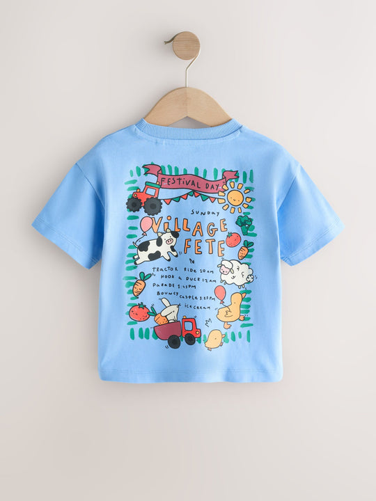 Blue Village Fete Short Sleeve Back Print T-Shirt (3mths-7yrs)