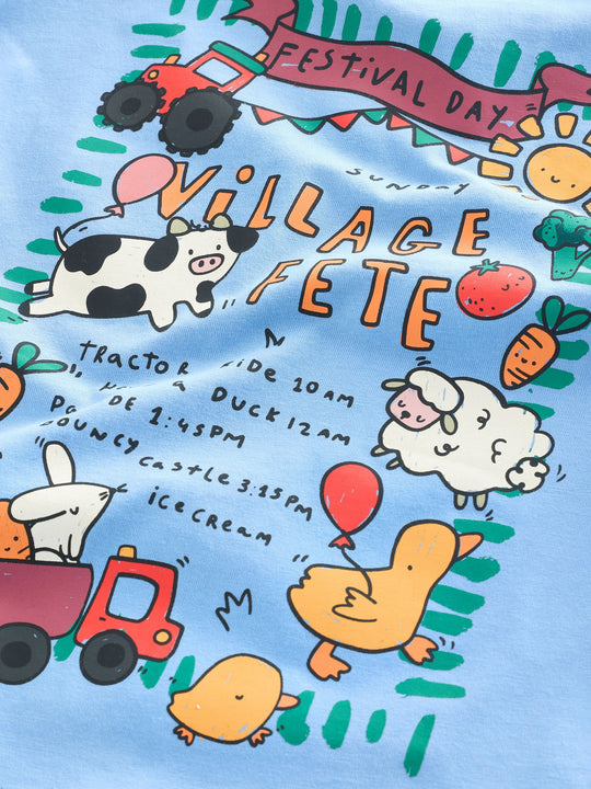 Blue Village Fete Short Sleeve Back Print T-Shirt (3mths-7yrs)