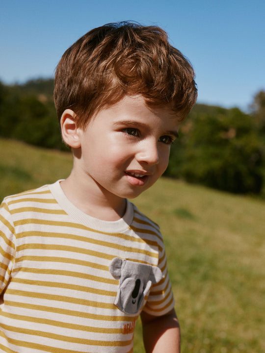 Yellow Stripe Koala Bear Short Sleeve Interactive T-Shirt (3mths-7yrs)