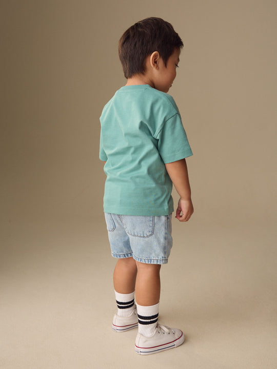 Blue/Green Fruit Stall Short Sleeve Appliqué T-Shirt (3mths-7yrs)