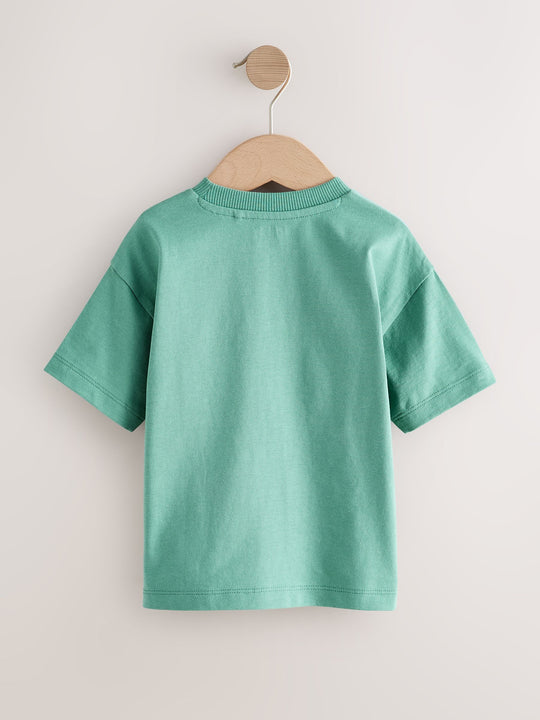 Blue/Green Fruit Stall Short Sleeve Appliqué T-Shirt (3mths-7yrs)