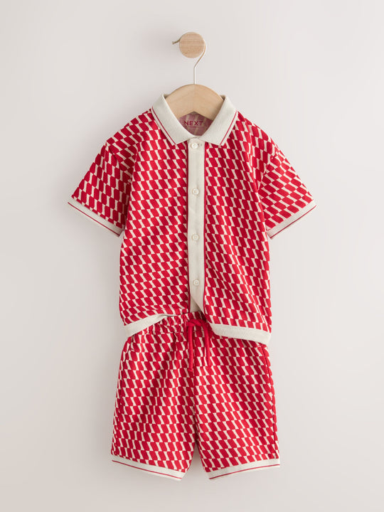 Red Check Short Sleeve Shirt and Shorts Set (3mths-7yrs)