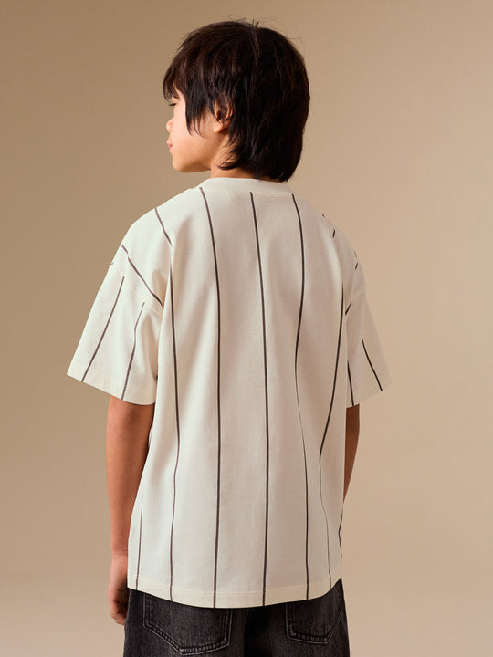 White/Black Stripe Short Sleeve Graphic T-Shirt (3-16yrs)
