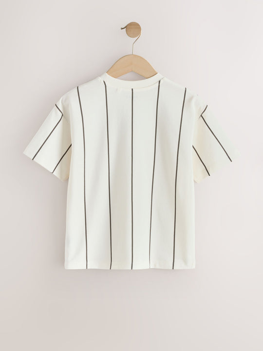 White/Black Stripe Short Sleeve Graphic T-Shirt (3-16yrs)