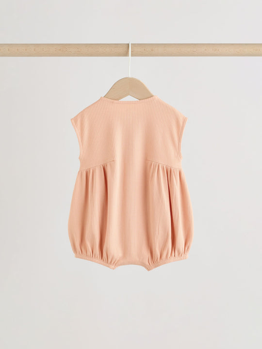 Orange Tonal Patterned Zip Through Baby Rompers 3 Pack