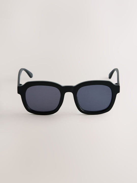 Matt Black Oval Sunglasses